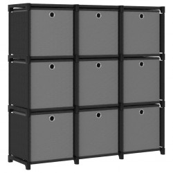Sonata Рафт с 9 кубични отделения с кутии черен 103x30x107,5 см плат - Etajere