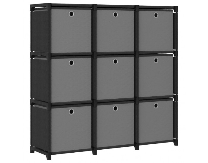 Sonata Рафт с 9 кубични отделения с кутии черен 103x30x107,5 см плат