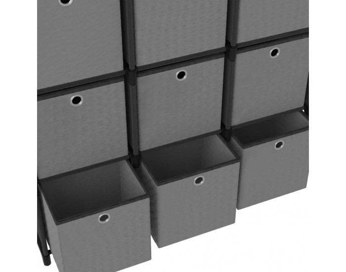 Sonata Рафт с 9 кубични отделения с кутии черен 103x30x107,5 см плат
