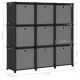 Sonata Рафт с 9 кубични отделения с кутии черен 103x30x107,5 см плат