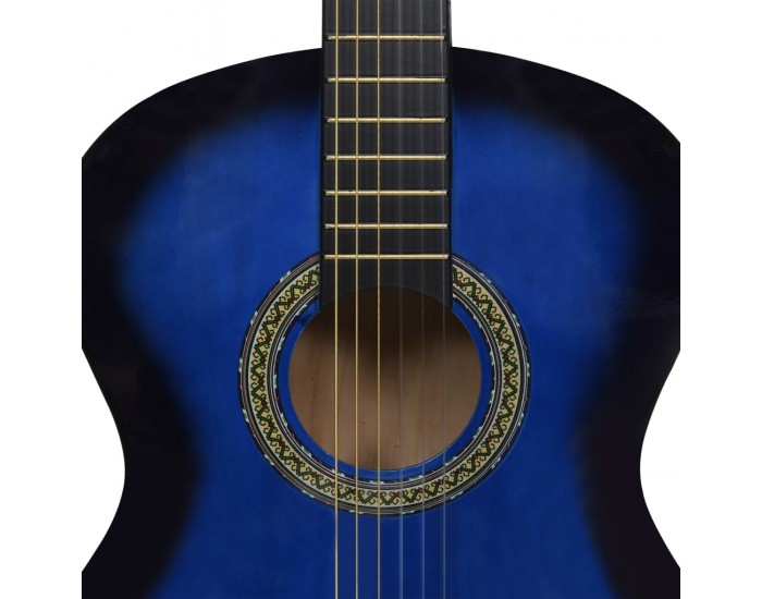 Sonata Класическа китара за начинаещи с калъф, синя, 4/4, 39"
