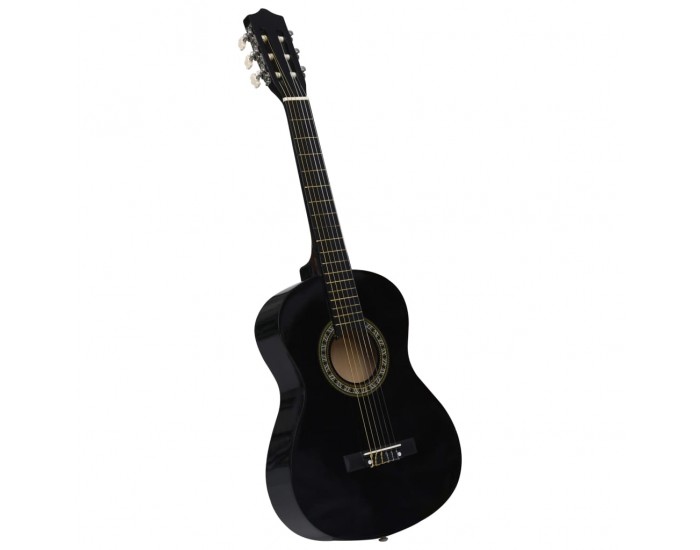 Sonata Класическа китара за начинаещи и деца с калъф, черна, 1/2, 34"