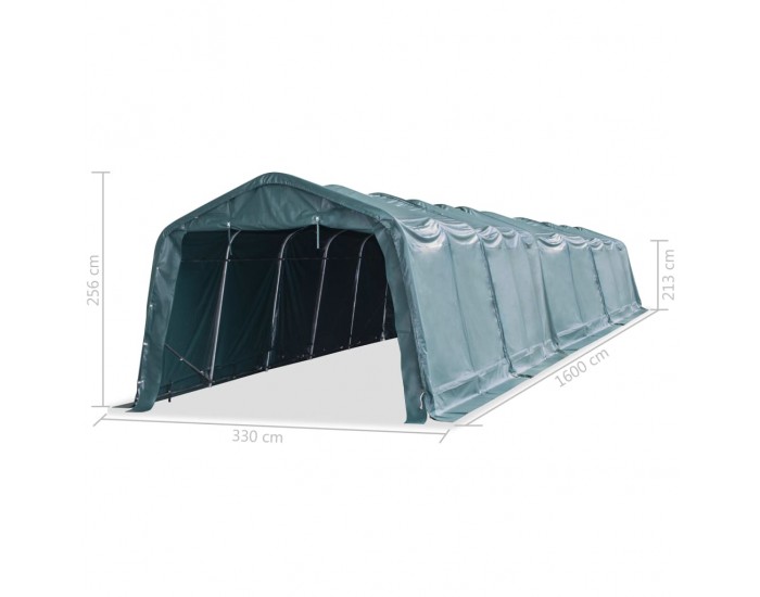 Sonata Мобилен навес за животни PVC 550 г/м² 3,3x16 м тъмнозелен