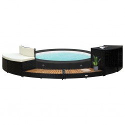 Sonata Спа съраунд, черен, полиратан и акациево дърво - Piscine și spa