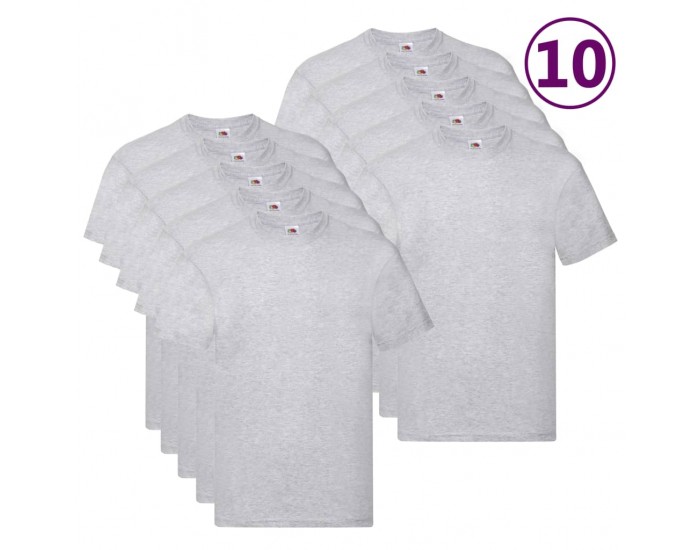Fruit of the Loom Оригинални тениски, 10 бр, сиви, 3XL, памук