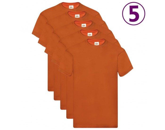 Fruit of the Loom Оригинални тениски, 5 бр, оранжеви, S, памук