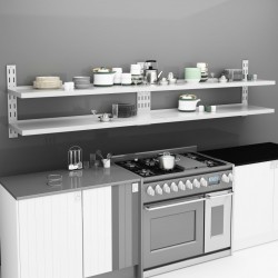 Sonata Стенни рафтове на 2 нива, 2 бр, неръждаема стомана, 300x30 см - Etajere