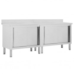 Sonata Работни маси с плъзгащи врати, 2 бр, 200x50x95 см, инокс - Unelte și accesorii de grădină