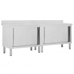 Sonata Работни маси с плъзгащи врати, 2 бр, 240x50x95 см, инокс - Unelte și accesorii de grădină