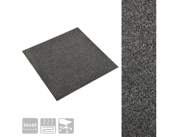 Sonata Килимни плочки за под, 20 бр, 5 м², 50x50 см, антрацит