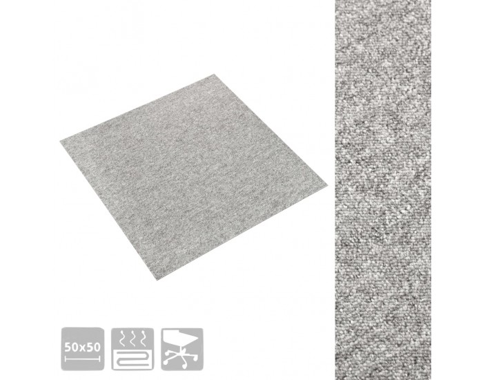 Sonata Килимни плочки за под, 20 бр, 5 м², 50x50 см, светлосиви