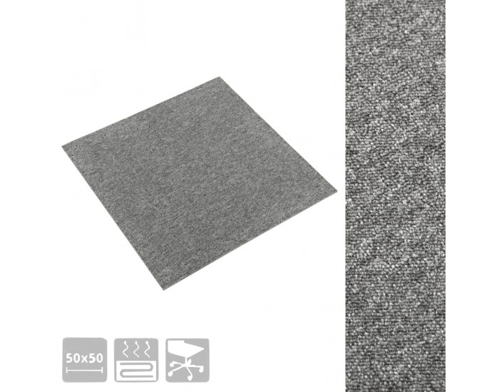 Sonata Килимни плочки за под, 20 бр, 5 м², 50x50 см, сиви