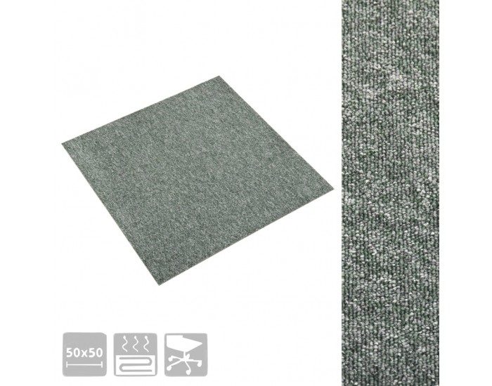 Sonata Килимни плочки за под, 20 бр, 5 м², 50x50 см, зелени