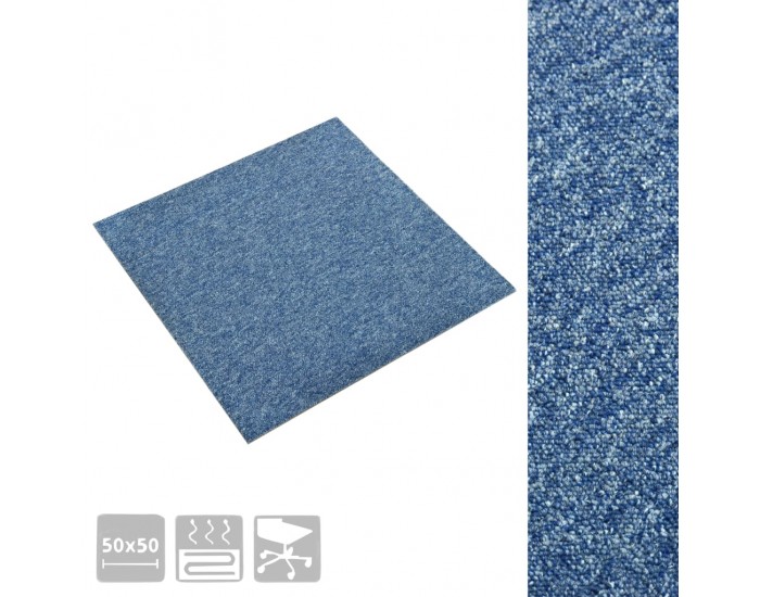 Sonata Килимни плочки за под, 20 бр, 5 м², 50x50 см, сини