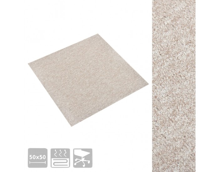 Sonata Килимни плочки за под, 20 бр, 5 м², 50x50 см, светлобежови