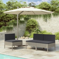 Sonata Градински столове с възглавници, 3 бр, полиратан, сиви - Scaune de grădină