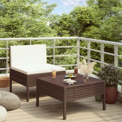 Sonata Градински комплект с възглавници, 2 части, кафяв полиратан - Seturi pentru exterior