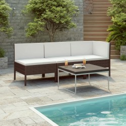 Sonata Градински комплект с възглавници, 3 части, кафяв полиратан - Seturi pentru exterior