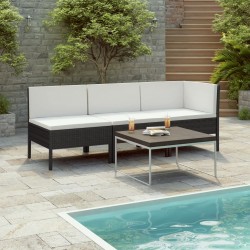 Sonata Градински комплект с възглавници, 3 части, полиратан, черен - Seturi pentru exterior