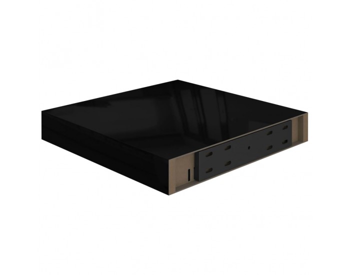 Sonata Окачени стенни рафтове, 4 бр, черен гланц, 23x23,5x3,8 см, МДФ