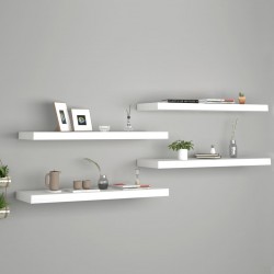 Sonata Окачени стенни рафтове, 4 бр, бели, 80x23,5x3,8 см, МДФ - Etajere