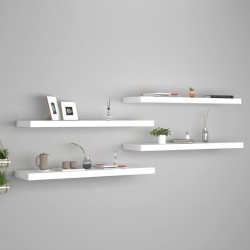 Sonata Окачени стенни рафтове, 4 бр, бели, 90x23,5x3,8 см, МДФ - Etajere