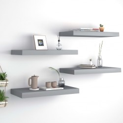 Sonata Окачени стенни рафтове, 4 бр, сиви, 50x23x3,8 см, МДФ - Etajere