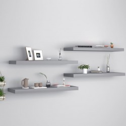 Sonata Окачени стенни рафтове, 4 бр, сиви, 80x23,5x3,8 см, МДФ - Etajere