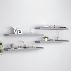 Sonata Окачени стенни рафтове, 4 бр, сиви, 90x23,5x3,8 см, МДФ - Etajere