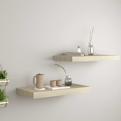 Sonata Окачени стенни рафтове, 2 бр, дъб, 50x23x3,8 см, МДФ - Etajere