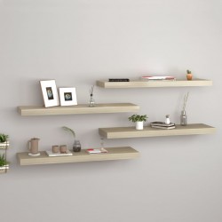 Sonata Окачени стенни рафтове, 4 бр, дъб, 80x23,5x3,8 см, МДФ - Etajere