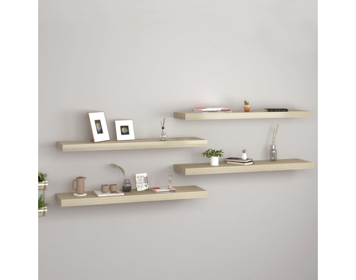 Sonata Окачени стенни рафтове, 4 бр, дъб, 90x23,5x3,8 см, МДФ