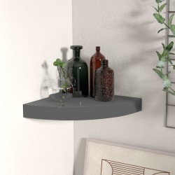 Sonata Окачен ъглов рафт, сив гланц, 25x25x3,8 см, МДФ - Living
