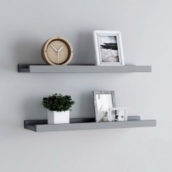 Sonata Рафтове за фоторамки, 2 бр, сиви, 60x9x3 см, МДФ - Etajere