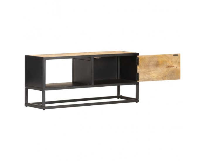 Sonata TV шкаф с резбована врата, 90x30x40 см, грубо мангово дърво