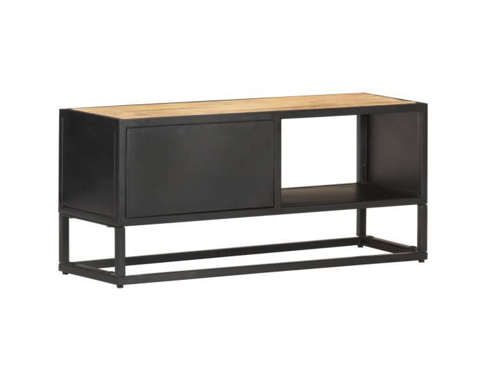Sonata TV шкаф с резбована врата, 90x30x40 см, грубо мангово дърво