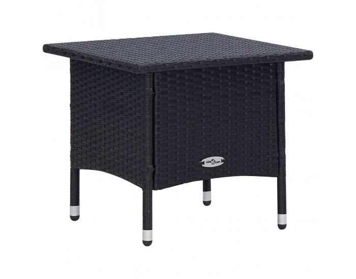 Sonata Градински лаундж комплект с възглавници 2 части черен полиратан