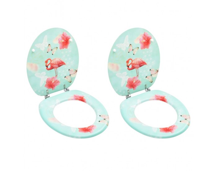 Sonata WC тоалетни седалки с капак, 2 бр, МДФ, дизайн фламинго