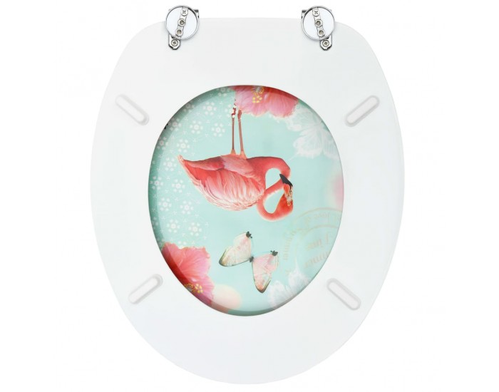 Sonata WC тоалетни седалки с капак, 2 бр, МДФ, дизайн фламинго