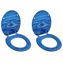 Sonata WC тоалетни седалки с капак, 2 бр, МДФ, дизайн сини водни капки - Produse pentru baie și WC