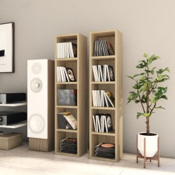 Sonata CD шкафове, 2 бр, дъб сонома, 21x16x93,5 см, ПДЧ - Comode TV