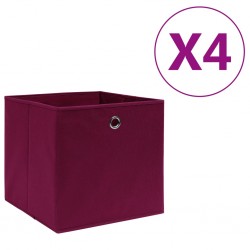 Sonata Кутии за съхранение 4 бр текстил 28x28x28 см тъмночервени - Afaceri și industrie