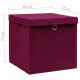 Sonata Кутии за съхранение с капаци 4 бр 28x28x28 см тъмночервени