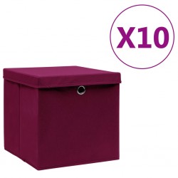 Sonata Кутии за съхранение с капаци 10 бр 28x28x28 см тъмночервени - Afaceri și industrie