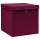 Sonata Кутии за съхранение с капаци 10 бр 28x28x28 см тъмночервени