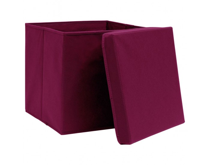 Sonata Кутии за съхранение с капаци 10 бр 28x28x28 см тъмночервени