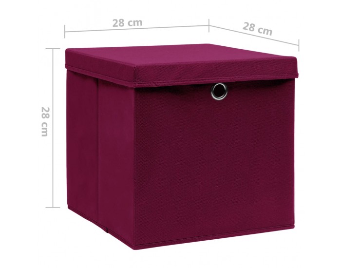 Sonata Кутии за съхранение с капаци 10 бр 28x28x28 см тъмночервени