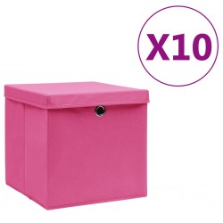 Sonata Кутии за съхранение с капаци 10 бр 28x28x28 см розови - Afaceri și industrie