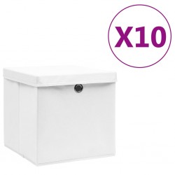 Sonata Кутии за съхранение с капаци 10 бр 28x28x28 см бели - Afaceri și industrie