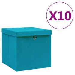 Sonata Кутии за съхранение с капаци 10 бр 28x28x28 см бебешко сини - Afaceri și industrie